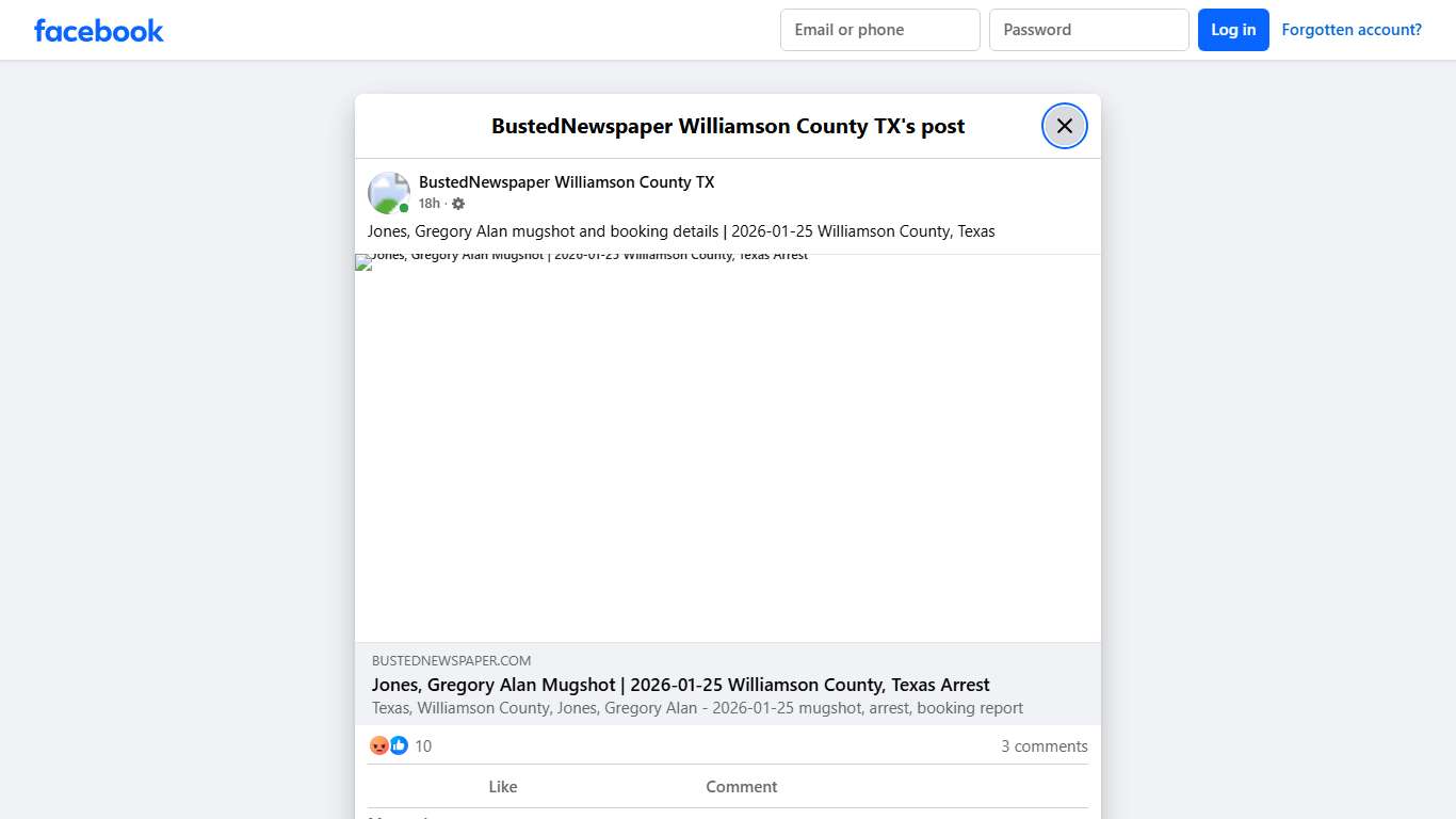 Jones, Gregory Alan... - BustedNewspaper Williamson County TX Facebook
